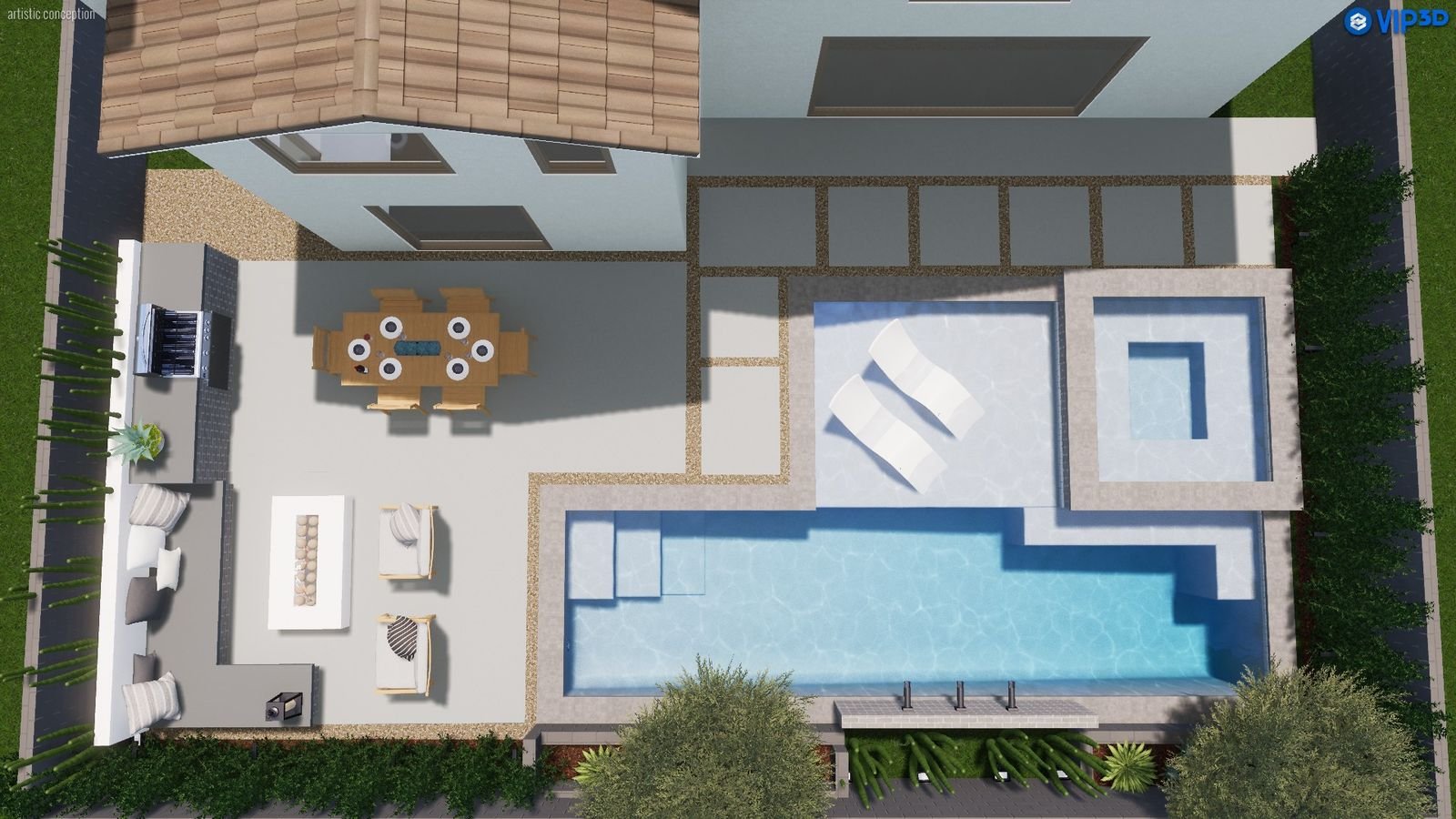 Capistrano Lap Pool and Spa — 3D design view