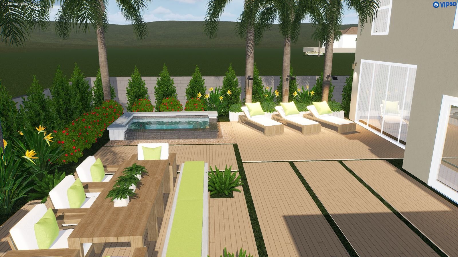 Euphorbia Spa 10′ × 14′ — 3D design view
