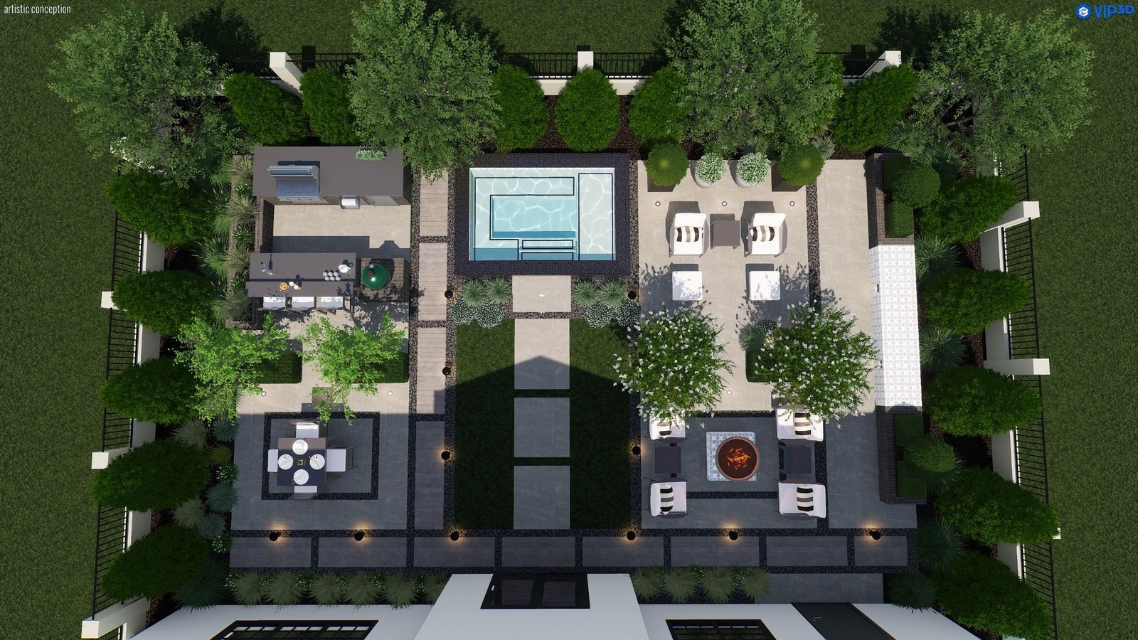 Tejon Raised Spa 12′ × 12′ — 3D design view