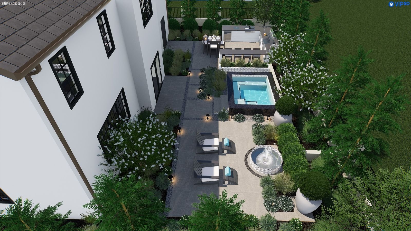 Tejon Raised Spa 9′ × 16′ — 3D design view